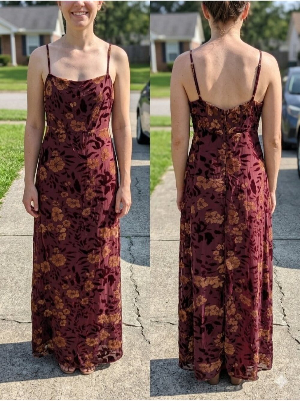 Lulus Let There Be Romance Burgundy Velvet Burnout Floral Maxi Dress M Whimsy
